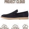 imageProject Cloud Mens Shoes 100 Genuine Leather with Memory Foam Insole Venetian Loafers for Men Footwear  Non Slip Moccasins Loafer Mens Casual Shoes MarkNavy Suede