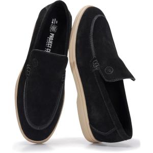 imageProject Cloud Mens Shoes 100 Genuine Leather with Memory Foam Insole Venetian Loafers for Men Footwear  Non Slip Moccasins Loafer Mens Casual Shoes MarkBlack Suede