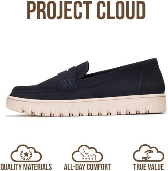 imageProject Cloud Genuine Leather Loafers for Women  Memory Foam Insoles Slip On Shoes for Women  Lightweight Womens Shoes  Non Slip Womens Loafers Filide1Navy Suede