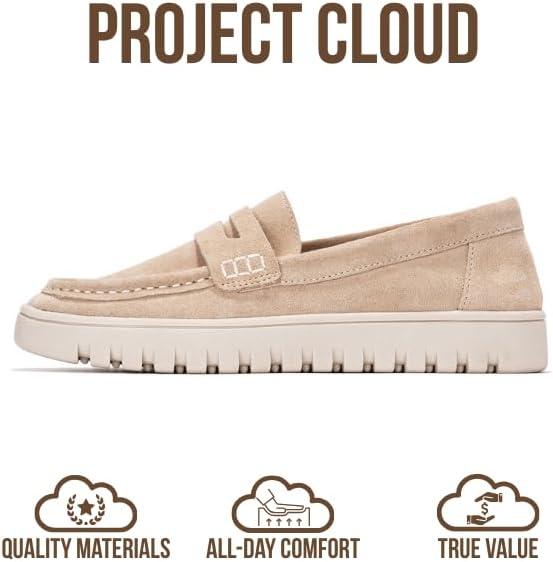 imageProject Cloud Genuine Leather Loafers for Women  Memory Foam Insoles Slip On Shoes for Women  Lightweight Womens Shoes  Non Slip Womens Loafers Filide1Nude