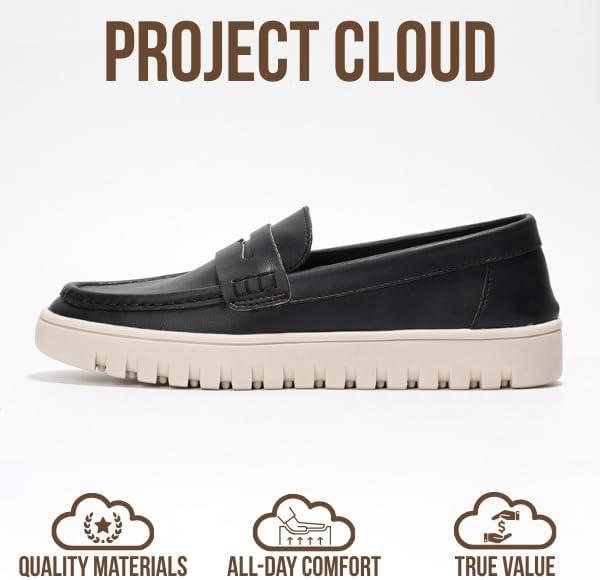 imageProject Cloud Genuine Leather Loafers for Women  Memory Foam Insoles Slip On Shoes for Women  Lightweight Womens Shoes  Non Slip Womens Loafers Filide1Black