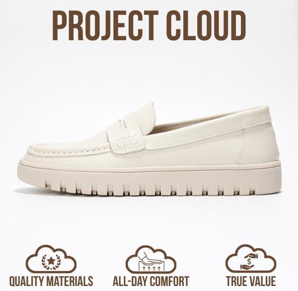 imageProject Cloud Genuine Leather Loafers for Women  Memory Foam Insoles Slip On Shoes for Women  Lightweight Womens Shoes  Non Slip Womens Loafers Filide1Ivory