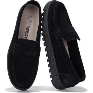 imageProject Cloud Genuine Leather Loafers for Women  Memory Foam Insoles Slip On Shoes for Women  Lightweight Womens Shoes  Non Slip Womens Loafers Filide1Black Mono