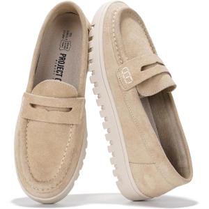 imageProject Cloud Genuine Leather Loafers for Women  Memory Foam Insoles Slip On Shoes for Women  Lightweight Womens Shoes  Non Slip Womens Loafers Filide1Nude