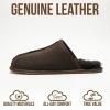 imageProject Cloud Mens Slippers 100 Genuine Leather and Genuine Shearling Lining  House Slippers for Men with Memory Foam Insole  Lightweight ampamp Non Slip Mens House Shoes ChillChocolate Scuff