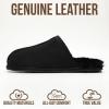 imageProject Cloud Mens Slippers 100 Genuine Leather and Genuine Shearling Lining  House Slippers for Men with Memory Foam Insole  Lightweight ampamp Non Slip Mens House Shoes ChillBlack Scuff