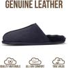 imageProject Cloud Mens Slippers 100 Genuine Leather and Genuine Shearling Lining  House Slippers for Men with Memory Foam Insole  Lightweight ampamp Non Slip Mens House Shoes ChillNavy Suede Scuff