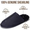 imageProject Cloud Mens Slippers 100 Genuine Leather and Genuine Shearling Lining  House Slippers for Men with Memory Foam Insole  Lightweight ampamp Non Slip Mens House Shoes ChillNavy Suede Scuff