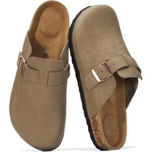 imageProject Cloud Mens Clogs  100 Full Grain Genuine Leather Memory Foam Clogs for Men Arch Support Cork Footbed  Non Slip Platform Mules BrooklynTaupe Distressed