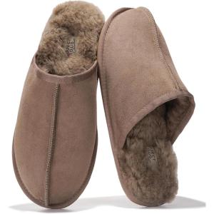 imageProject Cloud Mens Slippers 100 Genuine Leather and Genuine Shearling Lining  House Slippers for Men with Memory Foam Insole  Lightweight ampamp Non Slip Mens House Shoes ChillTaupe Scuff