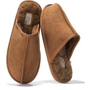 imageProject Cloud Mens Slippers 100 Genuine Leather and Genuine Shearling Lining  House Slippers for Men with Memory Foam Insole  Lightweight ampamp Non Slip Mens House Shoes ChillScotch Suede Scuff