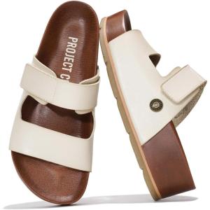 imageProject Cloud Genuine Leather Platform Sandals Women Footwear  Beach Summer Wedges with Comfortable Memory Foam Insole  Non Slip ampamp Lightweight Wedge Sandals for WomenWhite