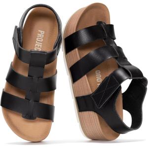 imageProject Cloud Platform Sandals Women  Comfortable Memory Foam Insole Ladies Wedges  Non Slip ampamp Lightweight Strap Wedge Sandals for Women 2025 PhasedBlack