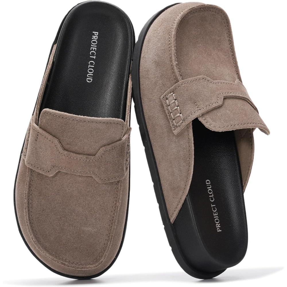 imageProject Cloud 100 Genuine Leather Womens Clog  Memory Foam Arch Support NonSlip Sole Mules ampamp Clogs for Women Footwear  Platform Winter Shoes FoamyStorm Suede