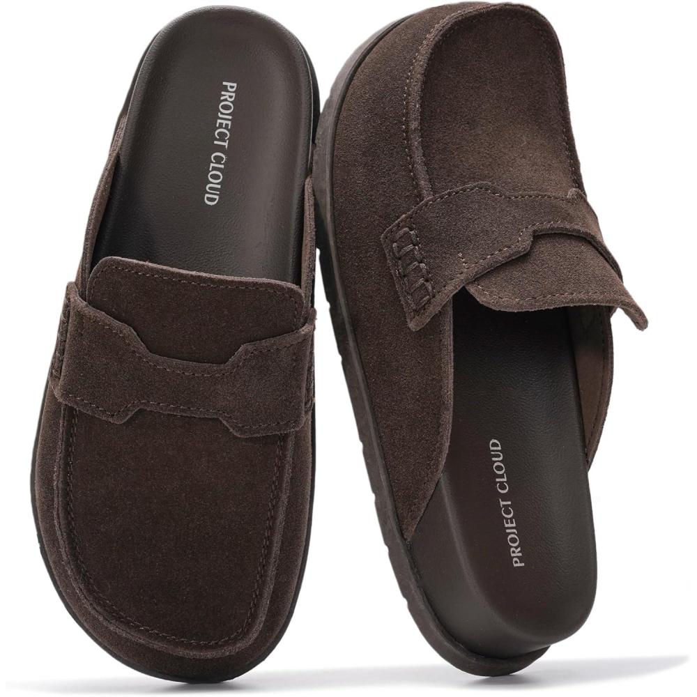 imageProject Cloud 100 Genuine Leather Womens Clog  Memory Foam Arch Support NonSlip Sole Mules ampamp Clogs for Women Footwear  Platform Winter Shoes FoamyCedar Suede