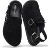 imageProject Cloud Genuine Leather Footbed Clogs for Women  Memory Foam Arch Support Slippers for Women  Trendy Slipons Womens Mules ampamp Clogs Sandals BentonBlack With Strap