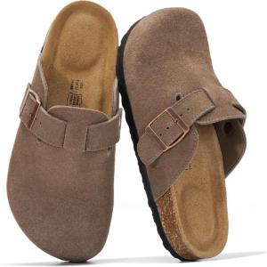 imageProject Cloud Genuine Leather Footbed Clogs for Women  Memory Foam Arch Support Slippers for Women  Trendy Slipons Womens Mules ampamp Clogs Sandals BentonFossil Suede