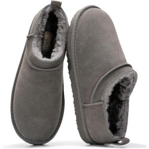 imageProject Cloud 100 Genuine Leather Micro Boots for Women  Water Resistant Womens Boots with Memory Foam Insole  Slip On Fall Shoes for Women 2025 for AllDay Comfort HIPSTERGrey Suede