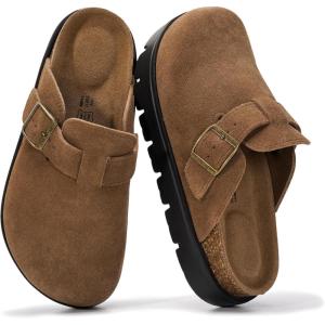 imageProject Cloud 100 Genuine Leather Platform Clogs for Women Footwear  Memory Foam Arch Support Cork Footbed Casual Shoes ampamp Mules for Women 2025 Benton ChunkyCacao Suede