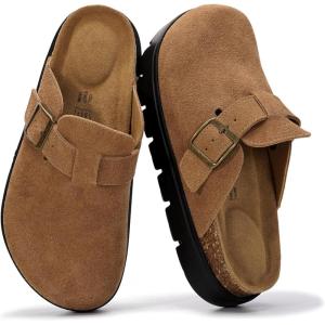 imageProject Cloud 100 Genuine Leather Platform Clogs for Women Footwear  Memory Foam Arch Support Cork Footbed Casual Shoes ampamp Mules for Women 2025 Benton ChunkyTan