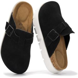 imageProject Cloud 100 Genuine Leather Platform Clogs for Women Footwear  Memory Foam Arch Support Cork Footbed Casual Shoes ampamp Mules for Women 2025 Benton ChunkyBlack