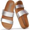 imageProject Cloud Memory Foam Slide Sandals Women Footwear  Lightweight Twostrap and NonSlip Vegan Leather Platform Slides  Summer Sandals for Women 2025 HILLTOPSilver