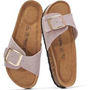 imageProject Cloud Genuine Leather Sandals Women Dressy Summer Beach Essentials  Flip Flops ampamp Slides with Memory Foam Insole Womens Sandals Comfortable FootwearBlush Suede