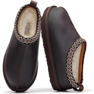 image:imageProject Cloud 100 Genuine Leather Womens Slippers with Genuine Australian Shearling Fur Lining Slippers for Women  NonSlip EVA with Memory Foam Fuzzy Slippers Women Footwear NeritaBrown Distressed