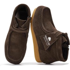 image:imageProject Cloud Kids Boots 100 Genuine Leather Chukka NonSlip Fall Shoes Girls Boots for Kids with Memory Foam Insole amp Gum Rubber Sole Boys amp Girls Shoes Kids WallybootDark Choco Brown Suede