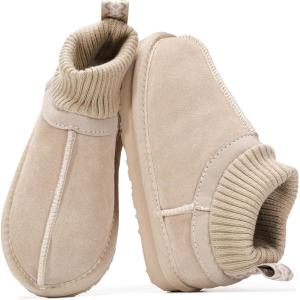 image:imageProject Cloud 100 Genuine Leather amp Australian Shearling Slippers for Kids  Memory Foam Fuzzy amp NonSlip Fluffy Slippers Girls Footwear amp Boys Footwear Kids Unisex ShoesSand Suede  Dreamon