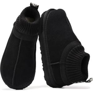 image:imageProject Cloud 100 Genuine Leather amp Australian Shearling Slippers for Kids  Memory Foam Fuzzy amp NonSlip Fluffy Slippers Girls Footwear amp Boys Footwear Kids Unisex ShoesBlack Suede  Dreamon