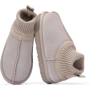 image:imageProject Cloud 100 Genuine Leather amp Australian Shearling Slippers for Kids  Memory Foam Fuzzy amp NonSlip Fluffy Slippers Girls Footwear amp Boys Footwear Kids Unisex ShoesGrey Suede  Dreamon