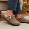 image:imageProject Cloud 100 Genuine Leather Clogs for Women Shoes  Memory Foam Insole NonSlip amp Natural Cork Footbed Arch Support Big Buckle Womens Clogs and Mules Footwear ManchesterMushroom Suede
