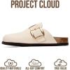 image:imageProject Cloud 100 Genuine Leather Clogs for Women Shoes  Memory Foam Insole NonSlip amp Natural Cork Footbed Arch Support Big Buckle Womens Clogs and Mules Footwear ManchesterWinter White