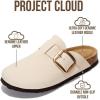 image:imageProject Cloud 100 Genuine Leather Clogs for Women Shoes  Memory Foam Insole NonSlip amp Natural Cork Footbed Arch Support Big Buckle Womens Clogs and Mules Footwear ManchesterWinter White