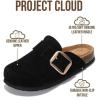 image:imageProject Cloud 100 Genuine Leather Clogs for Women Shoes  Memory Foam Insole NonSlip amp Natural Cork Footbed Arch Support Big Buckle Womens Clogs and Mules Footwear ManchesterBlack