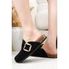 image:imageProject Cloud 100 Genuine Leather Clogs for Women Shoes  Memory Foam Insole NonSlip amp Natural Cork Footbed Arch Support Big Buckle Womens Clogs and Mules Footwear ManchesterBlack
