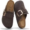 image:imageProject Cloud 100 Genuine Leather Clogs for Women Shoes  Memory Foam Insole NonSlip amp Natural Cork Footbed Arch Support Big Buckle Womens Clogs and Mules Footwear ManchesterChoco Brown Suede