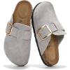 image:imageProject Cloud 100 Genuine Leather Clogs for Women Shoes  Memory Foam Insole NonSlip amp Natural Cork Footbed Arch Support Big Buckle Womens Clogs and Mules Footwear ManchesterGrey