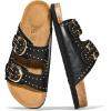 image:imageProject Cloud 100 Genuine Leather Sandals Women Footwear  Lightweight Womens Sandals with Memory Foam Insole amp Natural Cork Footbed Beach Essentials Slides for Women Venita StudBlack