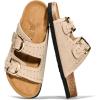 image:imageProject Cloud 100 Genuine Leather Sandals Women Footwear  Lightweight Womens Sandals with Memory Foam Insole amp Natural Cork Footbed Beach Essentials Slides for Women Venita StudSand