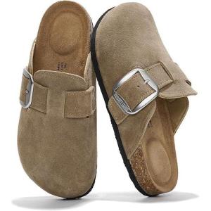 image:imageProject Cloud 100 Genuine Leather Clogs for Women Shoes  Memory Foam Insole NonSlip amp Natural Cork Footbed Arch Support Big Buckle Womens Clogs and Mules Footwear ManchesterStorm Suede