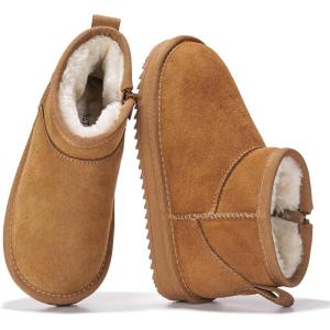 image:imageProject Cloud 100 Genuine Leather Girls Boots  Water Resistant amp Lightweight Ankle Boots with Memory Foam  Cozy amp Fur Non Slip Kids Boots for Girls amp Boys Perfect for FallChestnut