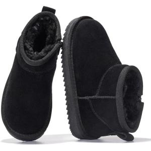 image:imageProject Cloud 100 Genuine Leather Girls Boots  Water Resistant amp Lightweight Ankle Boots with Memory Foam  Cozy amp Fur Non Slip Kids Boots for Girls amp Boys Perfect for FallBlack