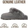 image:imageProject Cloud 100 Genuine Leather amp Australian Shearling Slippers for Women  Cozy Memory Foam Womens Slippers HedyGrey