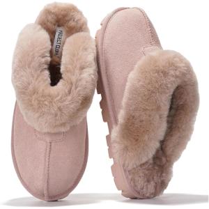 image:imageProject Cloud 100 Genuine Leather amp Australian Shearling Slippers for Women  Cozy Memory Foam Womens Slippers HedyDusty Pink Suede