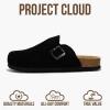 image:imageProject Cloud 100 Genuine Leather Footbed Clogs for Women  Memory Foam Arch Support Slippers for Women  Trendy Slipons Womens Mules amp Clogs Sandals BentonBlack Suede