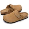image:imageProject Cloud 100 Genuine Leather Footbed Clogs for Women  Memory Foam Arch Support Slippers for Women  Trendy Slipons Womens Mules amp Clogs Sandals BentonRust Suede