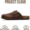 image:imageProject Cloud 100 Genuine Leather Footbed Clogs for Women  Memory Foam Arch Support Slippers for Women  Trendy Slipons Womens Mules amp Clogs Sandals BentonBrown Distressed