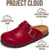 image:imageProject Cloud 100 Genuine Leather Footbed Clogs for Women  Memory Foam Arch Support Slippers for Women  Trendy Slipons Womens Mules amp Clogs Sandals BentonRed
